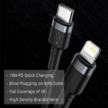 Baseus Tip C do USB Kabel Za iPhone 11 12 Pro Max 18W/20W PD Hitro Polnilnik Za Strele napajalni Kabel Za Macbook Pro Žice