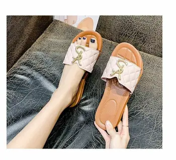 Novo pismo tiskanja ženske sandale, ki modne nositi ravno čevlji non-slip ravno dno flip flops čevlji priložnostne čevlji, sandali leni čevlji