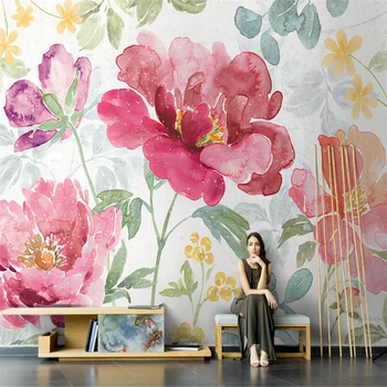 Beibehang po meri Ameriška pastorala peony cvet art ozadja za dnevno sobo v ozadju 3D zidana stena papir hiša dekoracijo