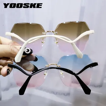 YOOSKE Oblikovalec blagovne Znamke sončna Očala Ženske 2021O versized Kvadratnih sončna Očala Dame Moda Rimless Velik Okvir Ulične Očala
