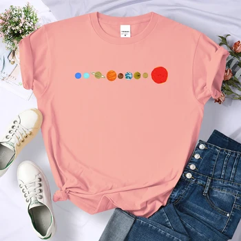 Osem Planetov Sončnega Sistema Oblačil Žensk Svoboden Oversize T-Majice Crewneck Poletje Tshirt Modne Blagovne Znamke Womens T-Shirt