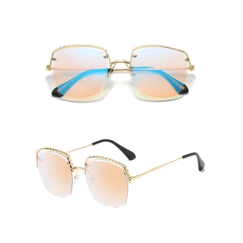 2021 Moda Kvadratnih Očala Ženske Kovinski Pol Okvir Sončna Očala Blagovne Znamke Design Lady Odtenki Nova Dekleta Luksuzni Trending Očala