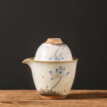 Bela keramični čajnik gaiwan z 2 gaiwan, skodelice čaja seti prenosni potovanja čaj določa drinkware Porcelana Teaset Slovesnosti Čaj Pot