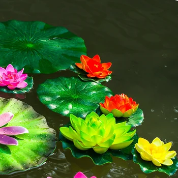5pcs Simulacije Water Lily Pad Plavajoče Ribnik, Okrasni Cvetovi Rastlin Doma Dekor KSI999