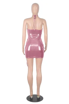ANJAMANOR Seksi Poletne Glitter Party Night Klub Obleke za Ženske 2021 izrežemo Vrvico Ruched Povoj Mini Obleka D36-CA24