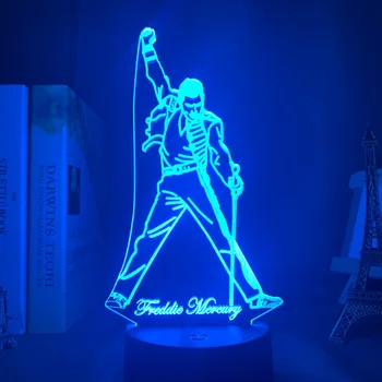 3d Led Nočna Lučka Lučka za Britanski Pevec Freddie Mercury Slika Nočna za Office Home Dekoracijo Najboljši Navijači Darilo Dropshipping