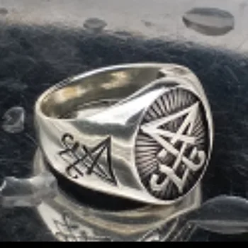 Sigil Lucifer Satan Seal Ring Gothic iz Nerjavečega Jekla, Pečatni Prst Obroči Biker Punk Srebrne Barve Nakit Festival Darilo