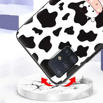 Telefon Pokrovček Za Samsung A71 Primeru Črno Funda za Galaxy A51 A11 A12 A21 A52 A42 A02s A02 Lupini Srčkan krava
