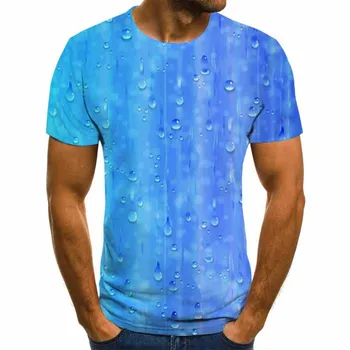 čezmejno eksplozij ustvarjalne raindrop tekoče tiskanje 3DT majica moška moda trendy kratka sleeved krog vratu T-shirt