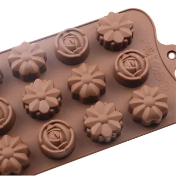 15 Lukenj 3D Majhen Cvet Čokolada Plesni Candy Bar Sladkorja Silikonski Torto Plesni Bakeware Pladenj za Torto Dekoraterstvo Orodje