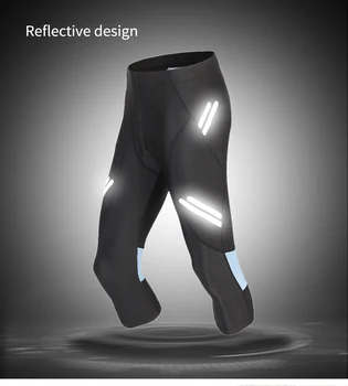 WOSAWE Moške Kolesarske Tele-Dolžina Reflektivni Hlače Kolesarske Nogavice, Oblačila 3D Gel Oblazinjeni Jahanje MTB Predenje Kolo Odrezana Hlače