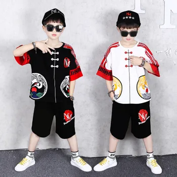 Kitajski slog Otroci Določa Fantje, Otroci Kratek Sleeve Majica + hlače Dveh skupin Otrok Šport Obleko Obleka 4 7 9 11 13 15 Leto