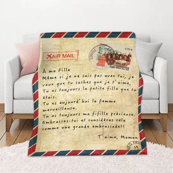 Pismo, da je Moja Hči Flanela Vrgel Odejo Pismo Natisnjeno prešite Odeje Air Mail 3d Tiskanja Topel Kavč Otrok Odejo Doma Tekstil