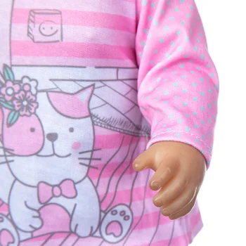 Otroka Rodila Oblačila 43 Cm Risanke Mačka Tri-kos Obleko Anime Igrače za Dekleta, ki so Prerojeni Lutke Obleko za Ameriški Lutka Punca Obleke