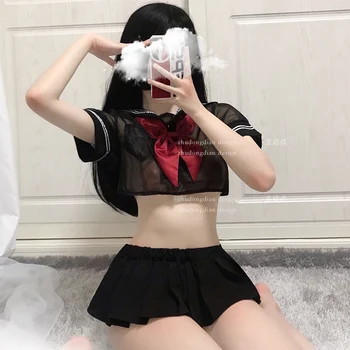 Japonski Lolita Anime Seksi Perilo Študent JK Enotno Lok Majica Kratek Rokav Naguban Miniskirt Mornar, Cosplay Stranka Kostumi