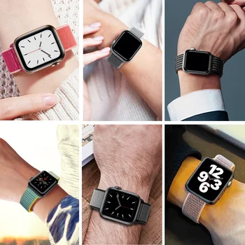 Najlon Trak za Apple watch band 44 mm 40 mm 42mm 38 mm iWatch 6 se 1 2 3 4 5 band smartwatch manšeta pasu zanke zapestnica