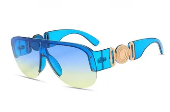 Prevelik sončna Očala Za Moške Enem Kosu Gradient Objektiv Velik Okvir biggie pilotni sončna Očala, Napol Rimless blagovno Znamko Design UV400 Vožnje