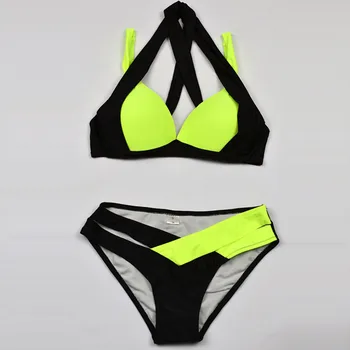 Poceni Plus Velikost Kopalke Seksi Trdna Bikini Komplet 2018 Biquini Ženske Kopalke Ameriki Dekle, Plavanje Obleko Kopalke Plaža Obrabe