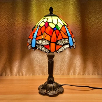 Tiffany namizne svetilke Sredozemlju Retro Slogu Ustvarjalnost Pisano Steklo svetilka Za Restavraciji Cafe Bar Omarico ob Postelji svetilko