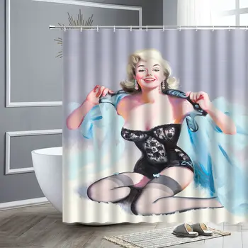 Nepremočljiva Tuš Zavesa Seksi ženska Poliester Tkanine, Visoko Kakovost Kopel Zavese Kopel Zaslon za kopalno Kad Dekor S Kavljem 3D Tiskanje