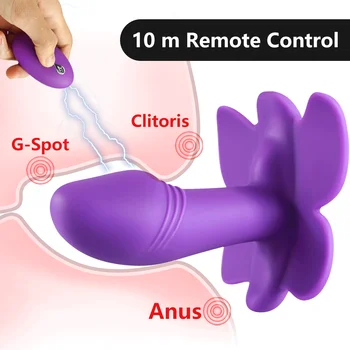 Adult Sex igrače Metulj Nosljivi Dildo, Vibrator za Ženske G Spot Klitoris Stimulator Daljinski upravljalnik Hlačke Seks Igrače