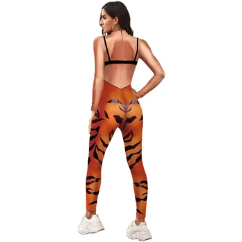 Nove Ženske Seksi Suh Bodysuits Tiger, Leopard Odraslih Moda Cosplay Kostume Zentai Živali Tiskanje Dolg Rokav Jumpsuits