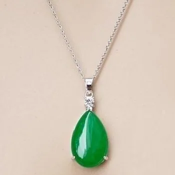 Naravni Green Jade Obesek Ročno Izrezljane Jadeit Ogrlica za Ženske, Nakit, Modni Dodatki 925 Srebrna Ogrlica
