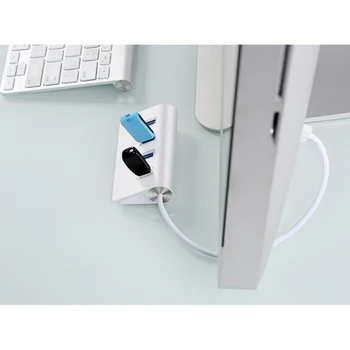 USB HUB Razdelilnik Adapter 4 Vrata USB2.0 HUB Visoke Hitrosti, Aluminij Mini HUB Z Modro LED Za Prenosni RAČUNALNIK Macbook Zaščita pred Preobremenitvijo