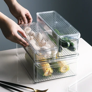 Kuhinja Hladilnik Sveže-Vodenje Škatla za Shranjevanje Velikih PET Plastike, Prozorni Zaprti Škatli Sadja, Zelenjave, Hrane za Shranjevanje Posode