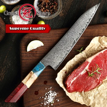 Japonski VG10 Damask Kuhinjski Noži Kuhar Nož Za 8,6 Palčni Japonski Damask Nož Kuhanje Orodja za Rezanje Suši Nož Darilo Polje NOVA