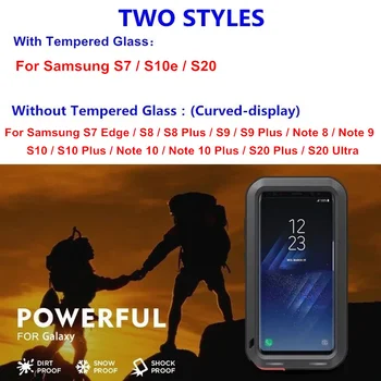 Luksuzni Kovinski Oklep Popolno Zaščito Ohišje za Samsung Galaxy Note 20 10 9 8 S20 S21 Ultra S8 S9 S10 Plus S10e S7 Shockproof Pokrov
