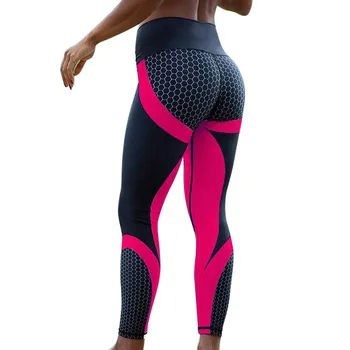 YSDNCHI Push Up Hlače Očesa 3D Tiskanja Fitnes Dokolenke Ženske Športne Vadbe Leggins Elastična Slim Black