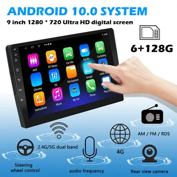 Android 10 Avtomobilski Stereo sistem 9 palčni zaslon na Dotik Jedro Octa 6GB RAM 128GB ROM GPS Navigacija Bluetooth 5.0 WiFi Avto Radio Vodja Enote