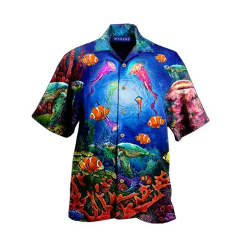 Cofekate Poletje Moških Oblačil Počitnice Priložnostne Vrhovi, Mens Majice 2021 Moških srajc Bluzo za Počitnice Morskega dna Natisnjeni Mens Majice