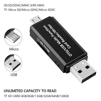 USB Bralnik Kartic SD TF Kartice USB 2.0, Cardreader Smart Pomnilnik Micro USB OTG Flash Disk, CardReader Adapter za Prenosni RAČUNALNIK Acessories