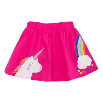 Skoki Metrov Poletje Dekliška Krila Z Rainbow Unicorn Aplicirano Modni za Otroke Fuchsia Obleko Mini Krila Za Otroke Obrabe