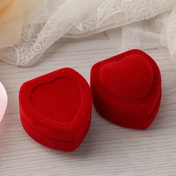 2021 Modni Nakit Polje Žamet v obliki Srca Rdeči Ring Škatla za Shranjevanje Poroko Zaročni Prstani Uhani, Ogrlica Zaslon Darilo Primerih
