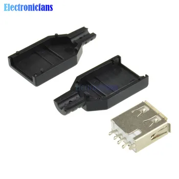 10PCS USB 2.0 Tip-Plug-in 4-pin Ženski Adapter Contor jack Plastični Pokrov