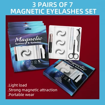 Magnetni Trepalnice 3D Mink Trepalnice Magnetni Eyeliner 7 magneti Trepalnice Kratek Lažno Trepalnic Trajno Ročno Trepalnic Ličila Orodje