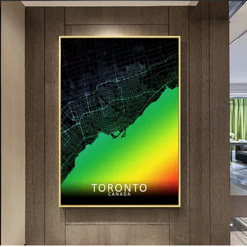 Kanada Zemljevid Diamond Slikarstvo Navzkrižno Šiv 5D Polni Sveder Mozaik Mavrica Mesto Toronto Ottawa Zemljevid Diamond Vezenje Doma Dekor