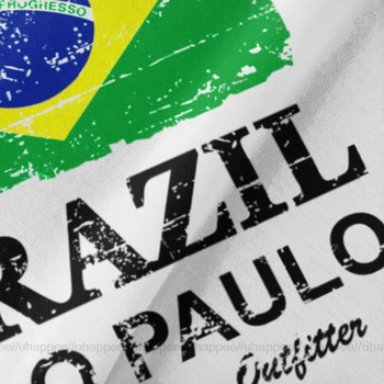 Poceni Meri Brazilija Zastavo, San Paulo Tee Rokavi Moški Oblikovanje Lastne Kratkimi Rumena Posadke Vratu Tee