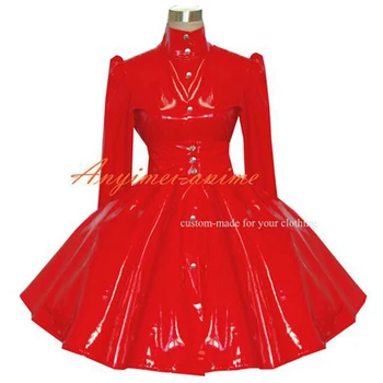 Seksi Sissy Devica Gothic Lolita Punk Rdeče Pvc Obleko Cosplay Kostum Prilagojene[G380]