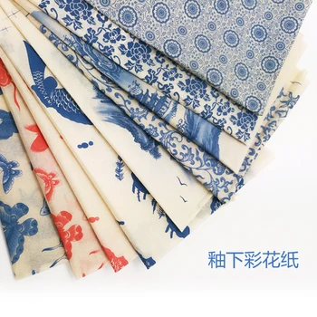 Keramični Papir za Prenos Pisane Rože Papir, Modro in Belo Nalepko 54x37cm Visoko Temperaturo Keramični Decals