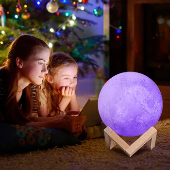 3D Luna Ponoči Luči LED Lučka za USB Polnjenje Dotik Pat In Daljinski upravljalnik Galaxy Svetlobe Ustvarjalni Otroci Darilo Za Spalnice Doma Dekor