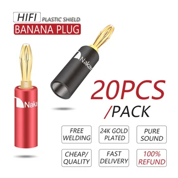 20pcs Plastično 4 mm Audio Zvočnik Vijak Banana Svečke Priključek Rdeča Črna Vijačni Zvočniški Kabel Žice Pin Banana Vtikač Priključka