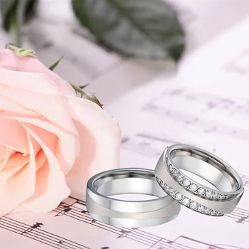 Luksuzni Srebrno bele Barve zlato barvo poročni prstani za nekaj LJUBEZEN kubičnih cirkonij nakit obljubo poroke obroč moške in ženske