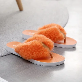 Doma Copate Žensk Jate Čevlji Luksuzni Strani Pantofle Platformo Krzno Flip Flops Ženski Tapnite Masaža Oblikovalec Ravno 2021 Plišastih Vsota