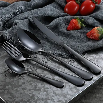 Iz nerjavečega jekla, jedilni pribor iz titana black štiri-delni jedilni pribor zrezek nož in vilice ustvarjalne kave žlico in vilice set