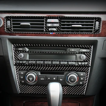 Avto Styling Ogljikovih vlaken notranje zadeve gumb plošča Okrasni Pokrov Trim Nalepke okvir Za BMW Serije 3 E90 E92 E93 Auto Dodatki