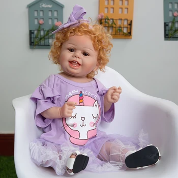 KEIUMI 22 Palčni Polni Silikona Prerojeni Baby Doll Soft Touch 3D-Pobarvan Z Vijolično krilo Za Dekleta Otrok Moda Darila za Rojstni dan